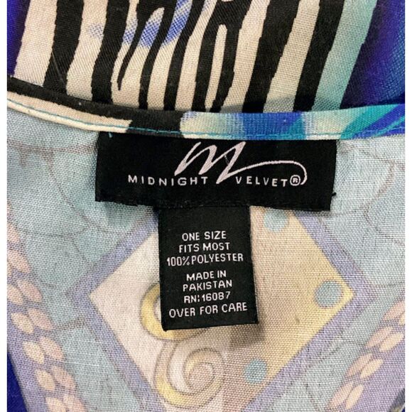 Midnight Velvet Maxi Kaftan Dress in Falling Feathers Blue Multi One Size - Picture 7 of 10